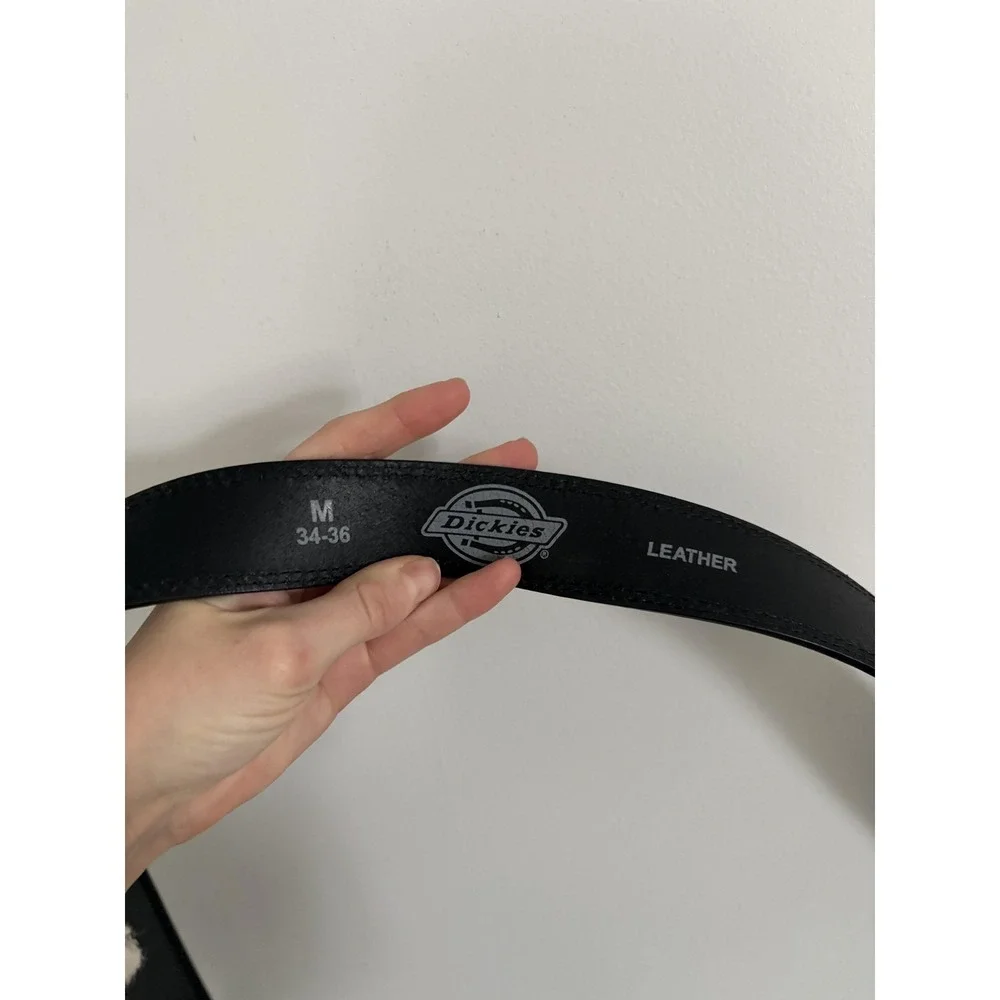Dickies Belt Mens Medium 34-36 Black Leather Casual Workwear Matte Buckle‎ Jeans